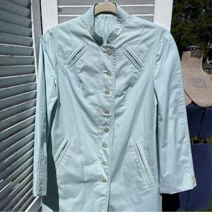 Vintage Light Blue Trench Coat by Misty Harbor